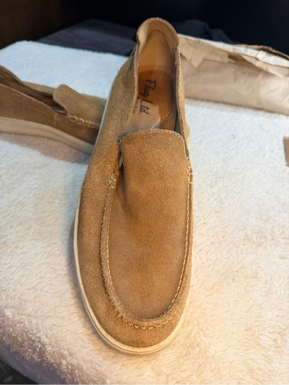968. LIKE NEW Suede Slip-On Loafers — Light Brown Casual Men’s Loafers - Picture 3 of 8